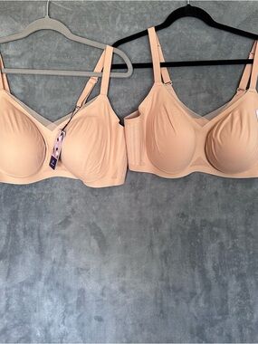 Honeylove Crossover Nude T-Shirt Bras Sand  Light Beige 44DD 44DDD Lot of 2 NWT